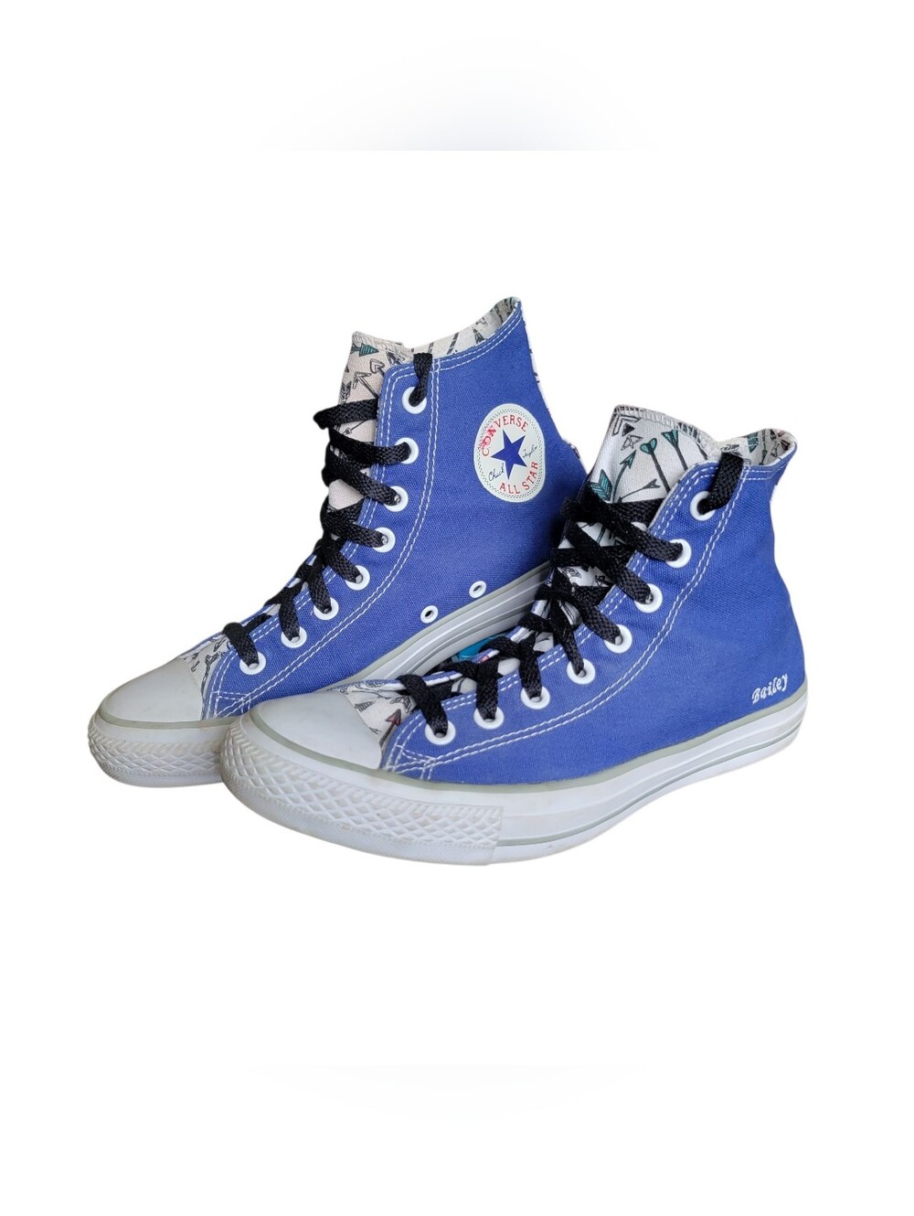Converse Blue High-Top Sneakers with Arrow-Print Tongue